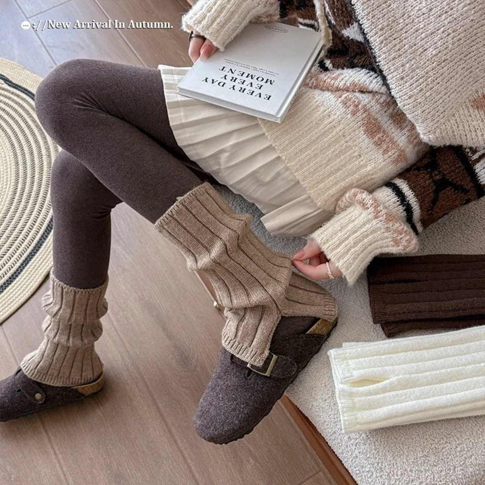 

New Solid Color Leg Warmers Thickened Harajuku Mid-Calf Sock Middle Tube Socks Autumn and Winter