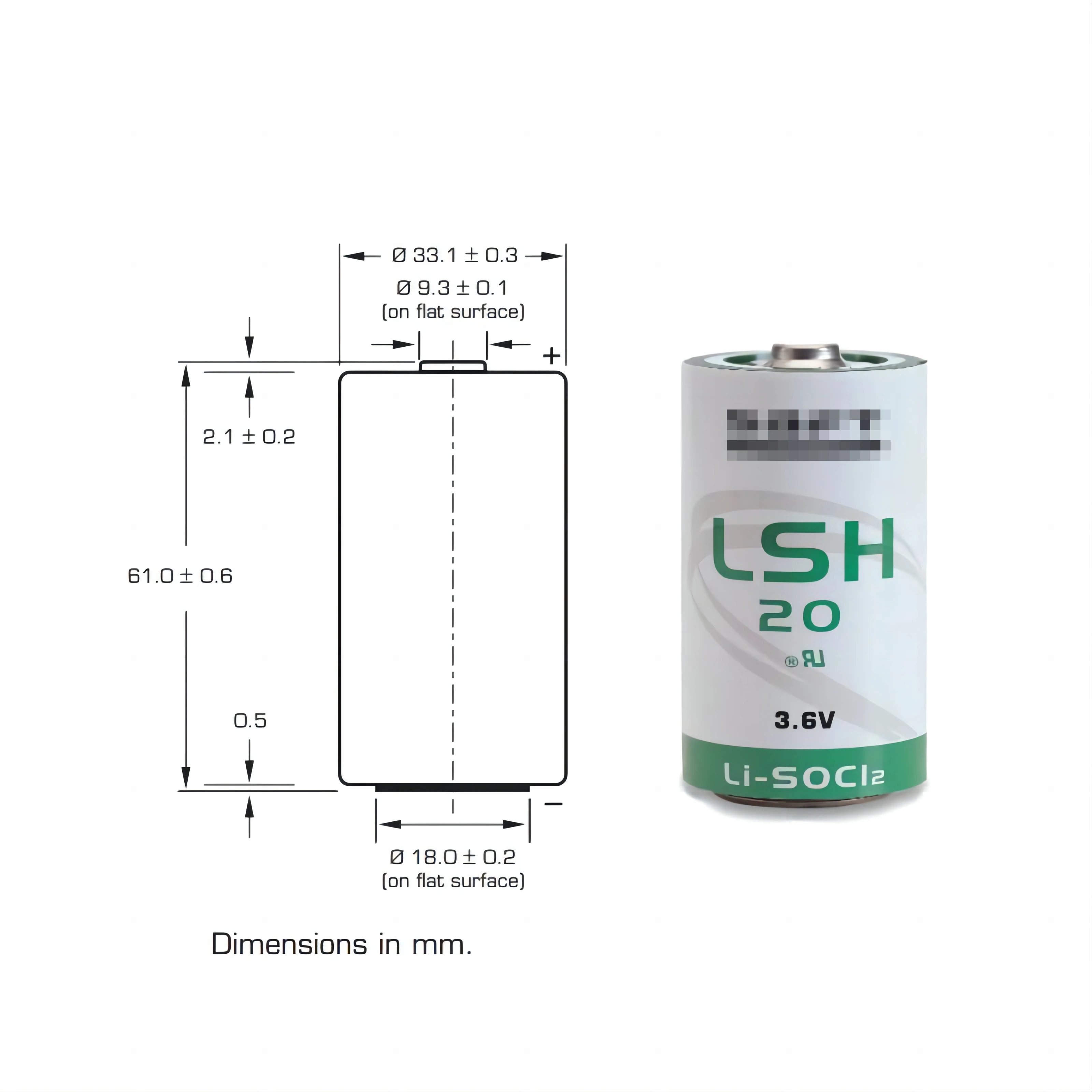 

Original LSH20 for Smart Water Meter Gas Meter Heat Meter Smoke Sensor Temperature Monitor ER34615M D 3.6V Lithium Battery