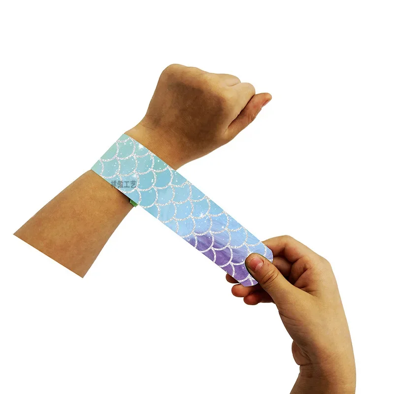 12pcs Little Mermaid Slap Bracelets Girls Gift Under The Sea Shell Bracelets Happy Kids Girls Mermaid Theme Bithday Party Favors
