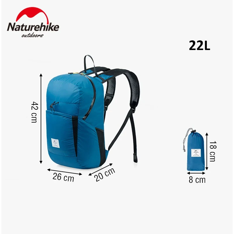 Naturehike Backpack 18L 22L Ultralight Outdoor Waterproof Folding Backpack for Men Women Camping Hiking Shoulder Bag