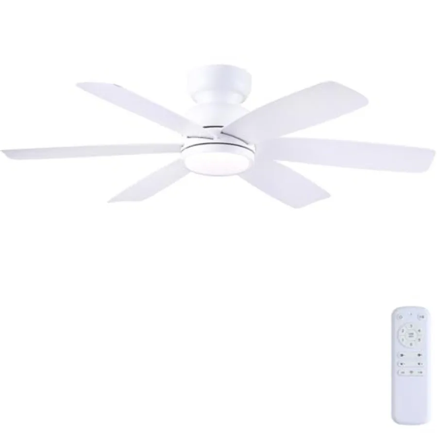 

Modern Ceiling Fans with Lights Remote Control, Low Profile Ceiling Fan, 6 Reversible Plastic Blades, 6 Speeds 3 CCT Dimmable L
