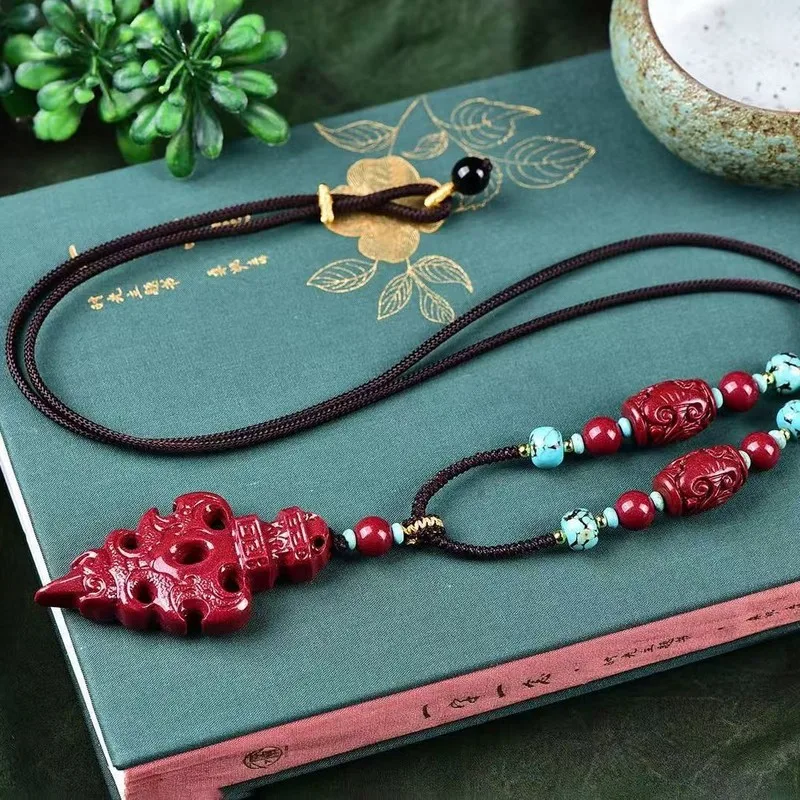 High-content natural mineral and purple sand vajra pendant necklace