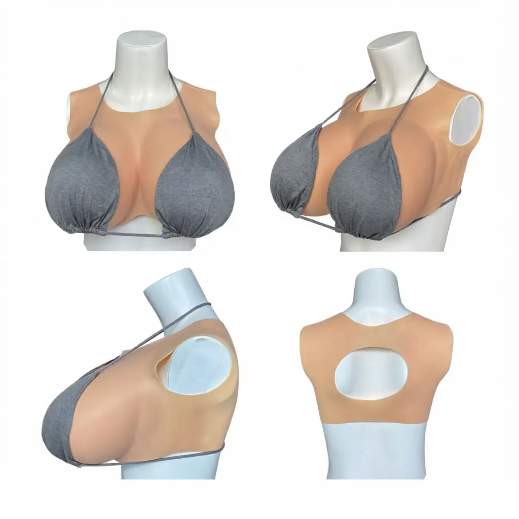Huge Plump Silicone Breast Forms with Realistic Nipple Areola for Transgender Crossdressing Soft Shake Enhance Chest Fake Boobs