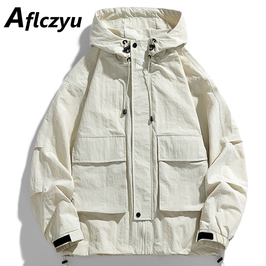 

Multiple Pockets Cargo Jacket Men Camping Jacket Windbreaker Coat Fashion Casual Hooded Jackets Male Outdoor Outerwear