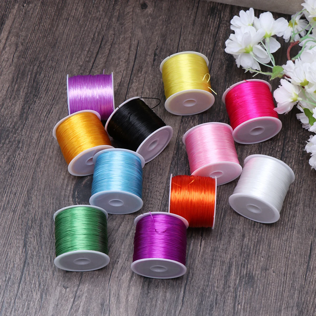 

11Pcs DIY Jewelry Accessories Handmade Beaded Bracelet Jewelry Line Roll Transparent Non Woven Plastic (White, Light