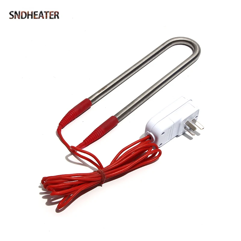 SNDHEATER 220V U Shape Water Heating Element 2KW Electric Solar Heater with Red Wire Water Bucket Immersion Boiling Tube 280MM