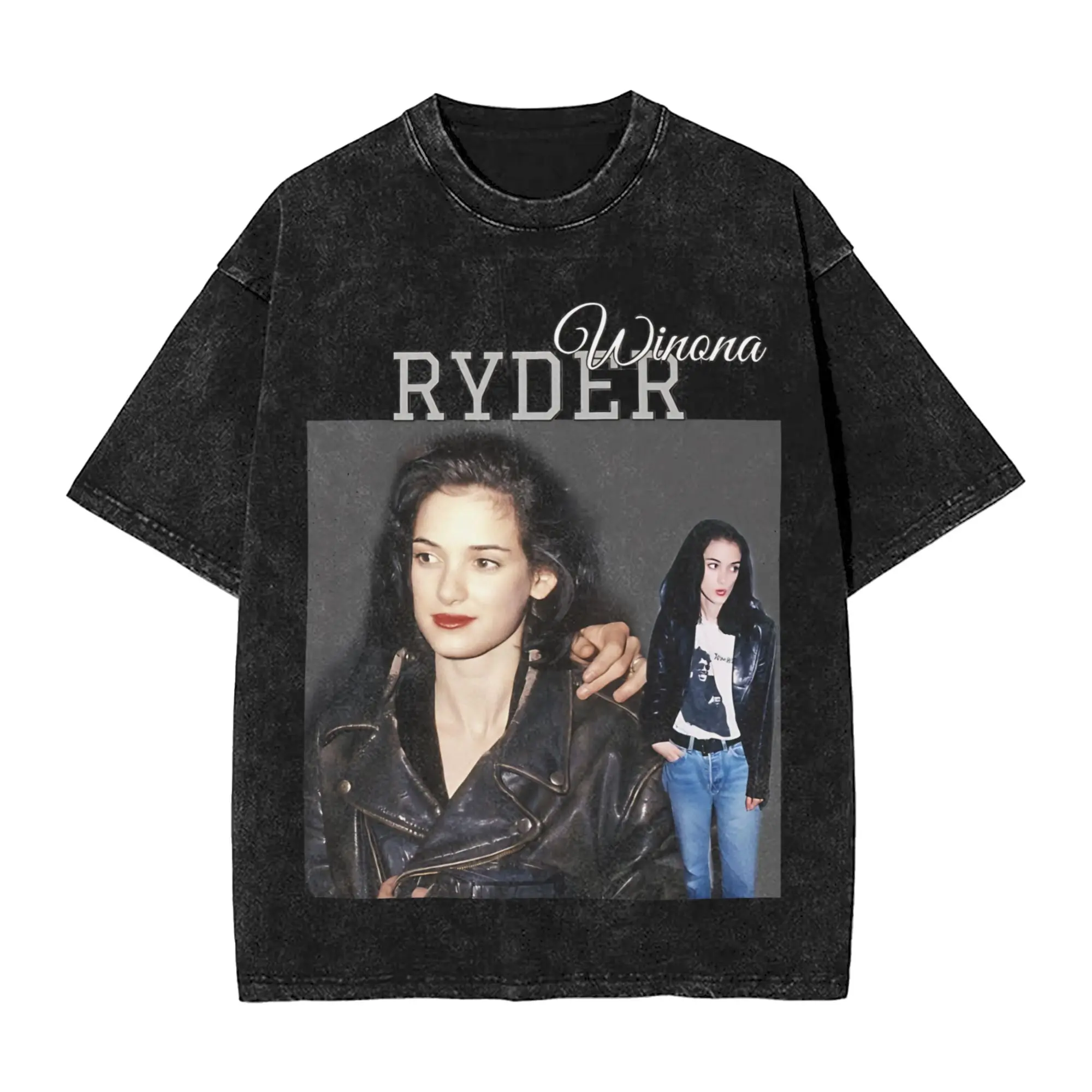 Winona Ryder  Merch Washed T Shirt for Men Women Streetwear Hip Hop T-Shirt Summer  Tees Tops Short Sleeve
