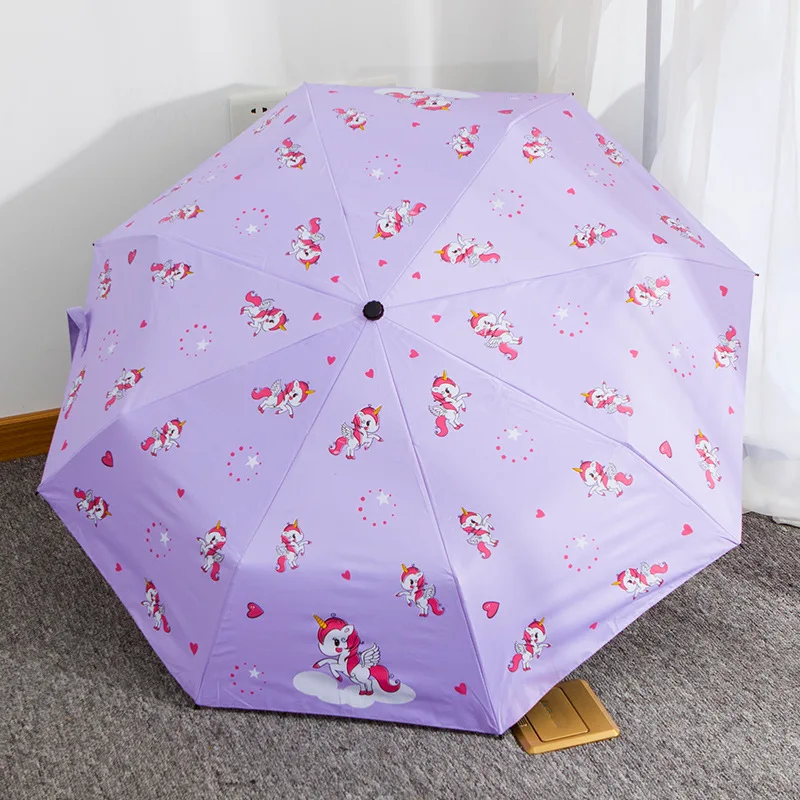 Cute Unicorn Umbrella sunshade Wind and rain resistance Fashionable folding automatic umbrella Travel carrying umbrella gift