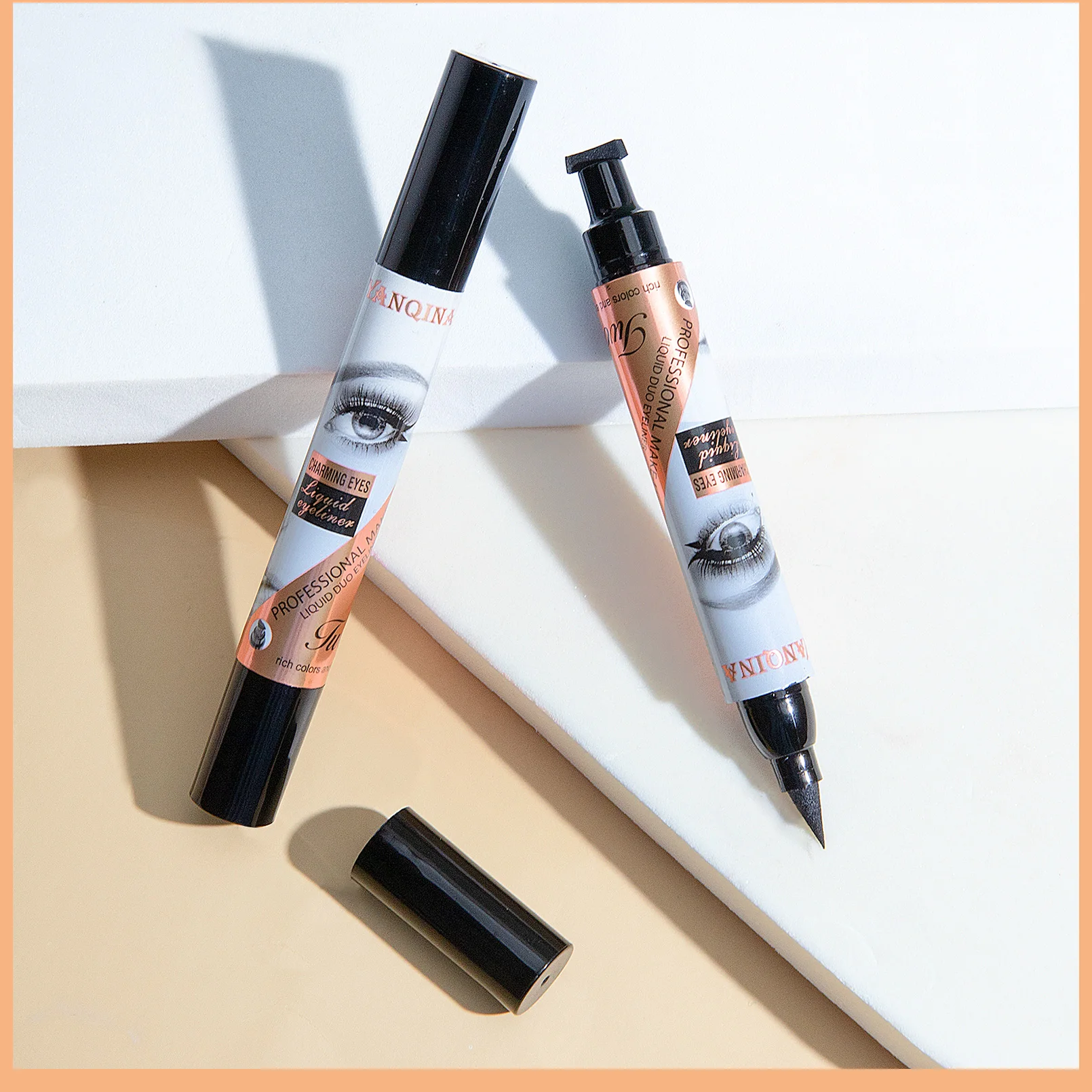 Stylo Eyeliner Liquide à Double Tête 2 en 1, Tampon à Ailes, Homme Paresseux, Maquillage, Cosmétiques