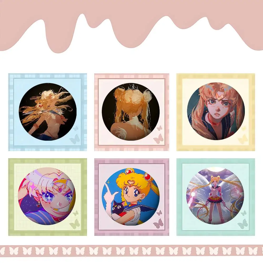 

Cute M-Moon Girl Brooches Stylish Ornament Pins Exquisite Round Badge Bag Accessories Jewelry Gifts