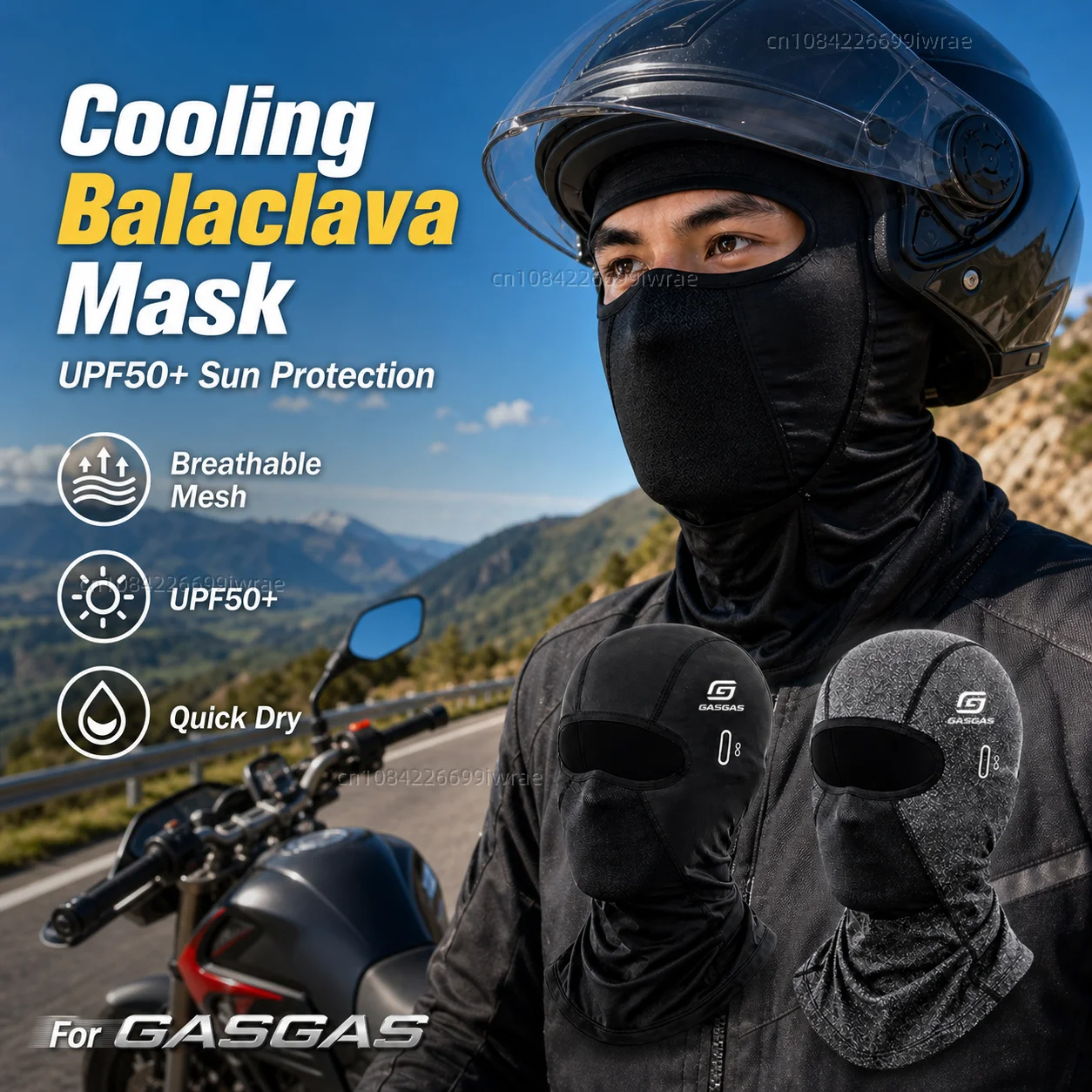 Cooling Motorcycle Balaclava Mask UPF50+ UV Protection Breathable Face Cover Summer For GASGAS MC450F EC300 GP SM 700 900 EC