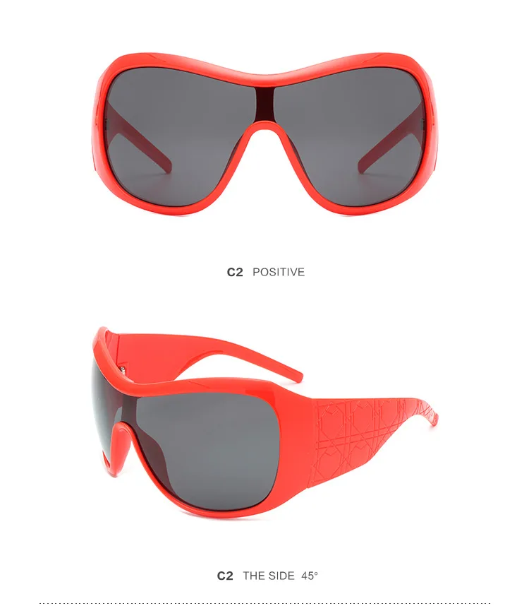 Vintage Square One Piece Shield Y2K Sonnenbrille für Frauen Neue Mode Rot Schwarz Farbverlauf Sexy Sonnenbrille Damen Oversize Shades – Detail 17