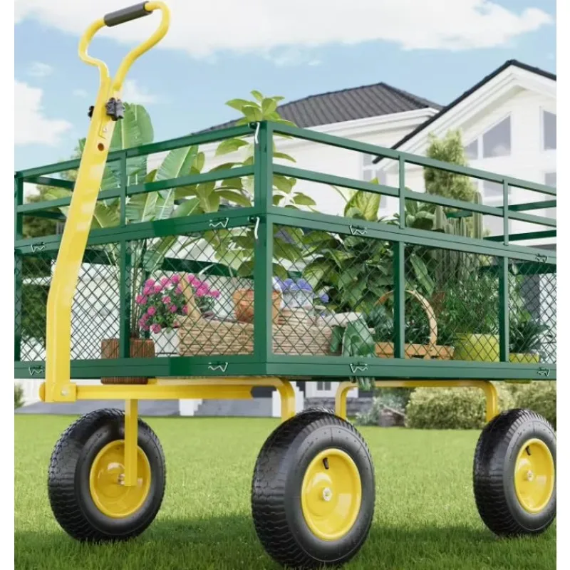 Heavy Duty Steel Garden Cart 1200/1400 Lbs, Metal Yard Wagon with 10