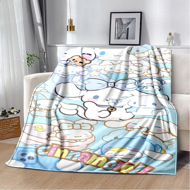 Kawaii Sanrio Cinnamoroll Cartoon Dog Girl Soft Flannel Blankets,Throw Blanket Comfortable Blanket for Beds Sofa Home Bedroom 3D