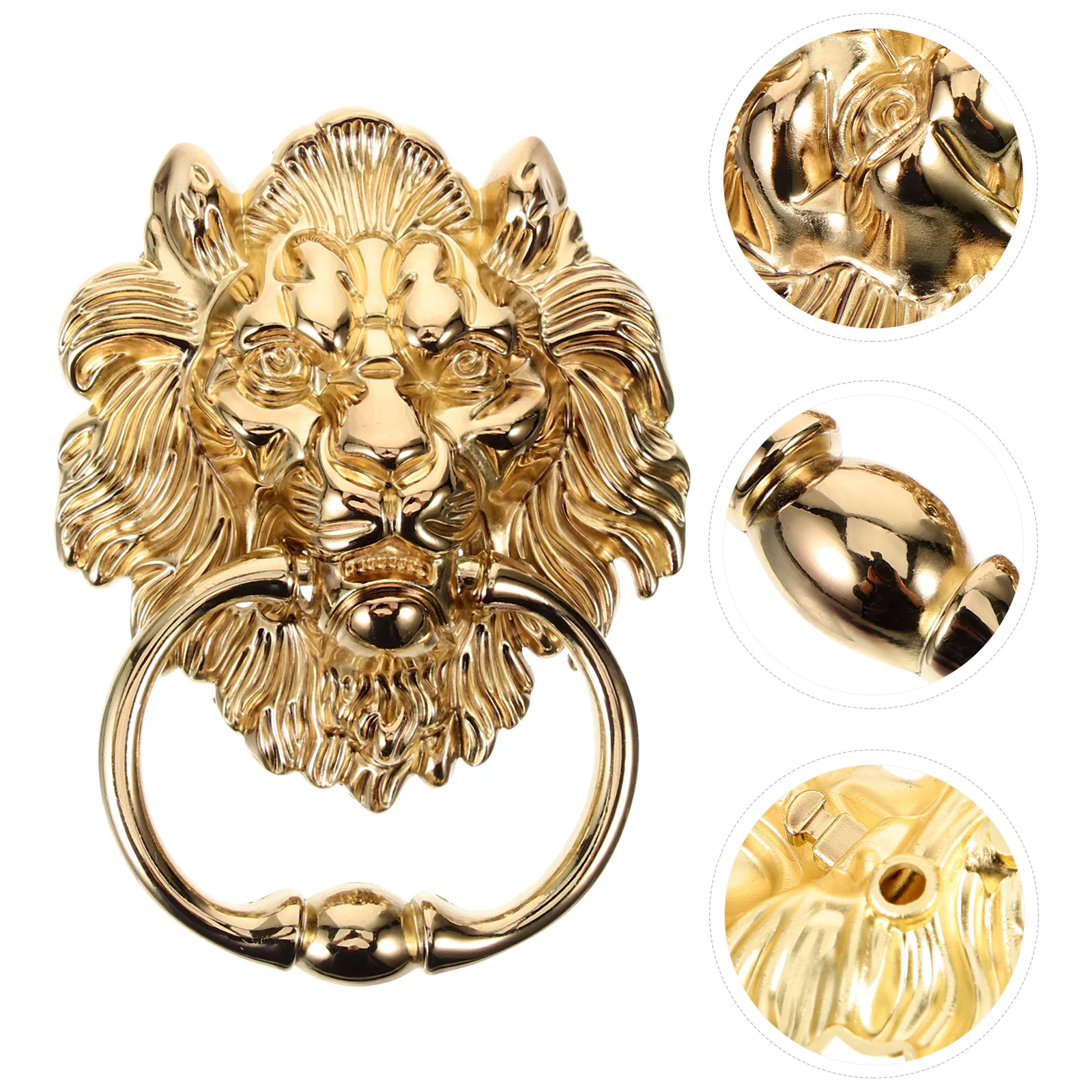 

Door Handle Gate Ring Metal Knocker Decorative Pull Front Lion Head Drawer Pulls