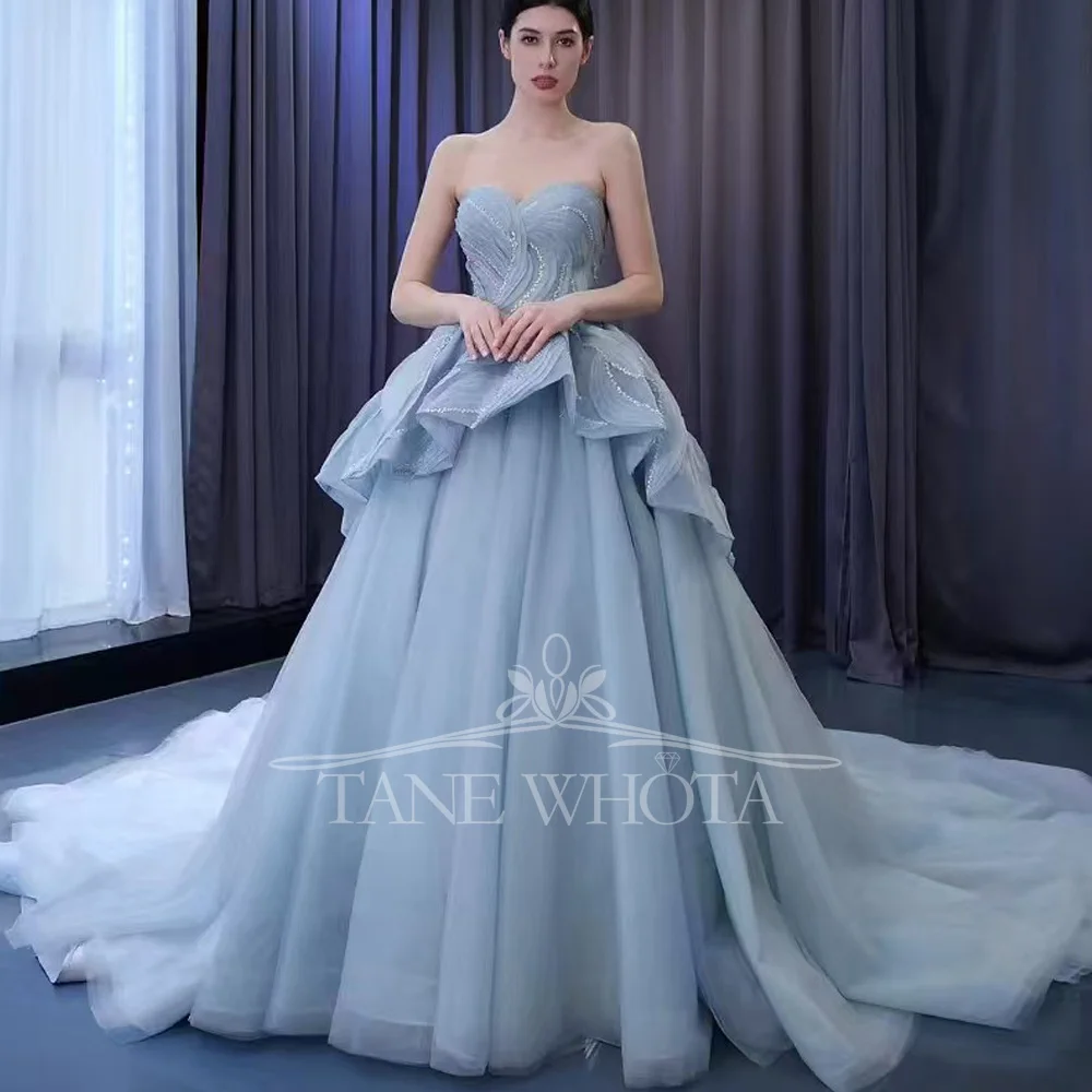 Синее милое вечернее платье без рукавов с блестками на шнуровке сзади, роскошная мода на заказ для особых случаев 2025