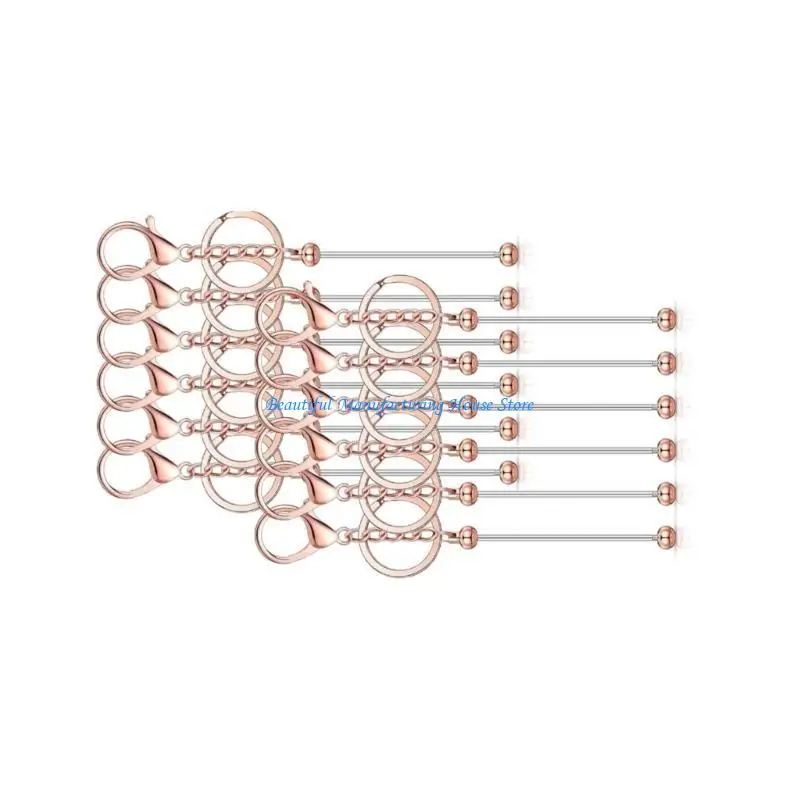 

E56A Alloy Keychain Blanks 12 Pcs Set for Beading and Fashion Accessory Crafting