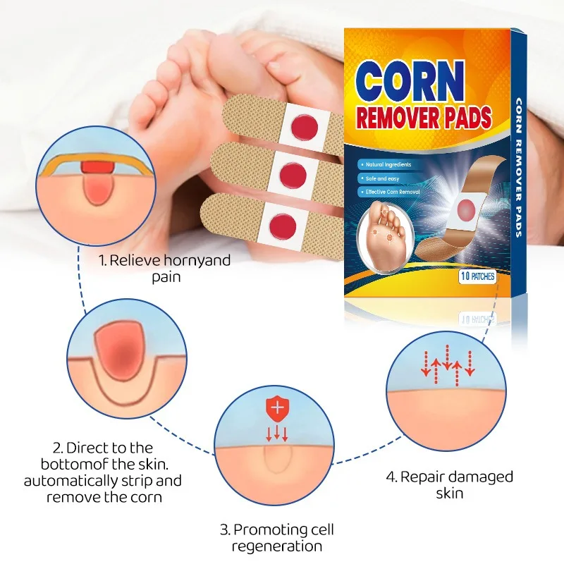 10Pcs Corns Paste Flesh Thorn Wart Callus Foot Care Corns Remove Softening Disappear Plaster Hands and Feet General Effect Good