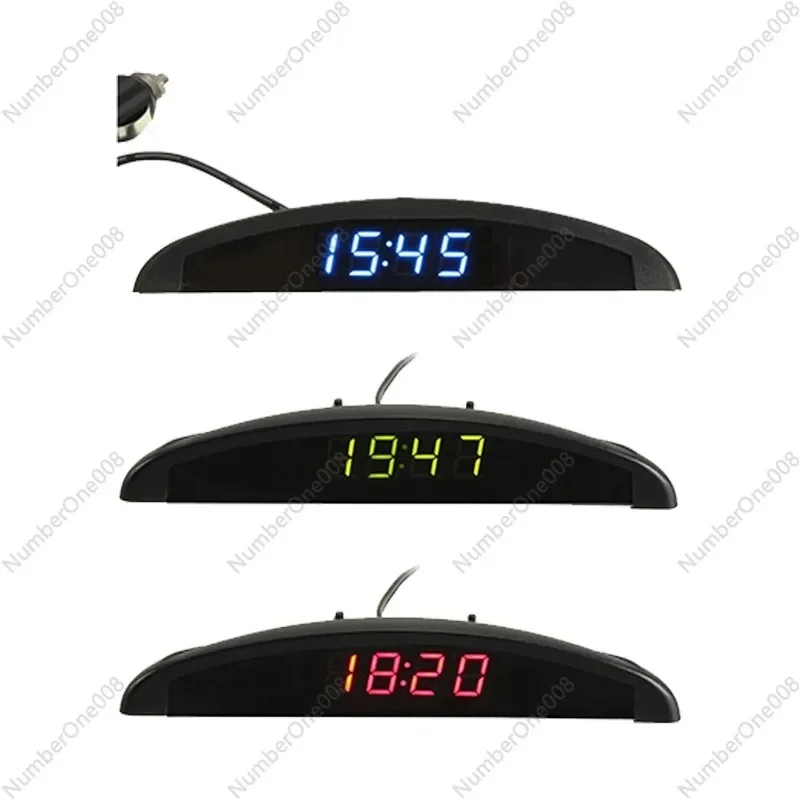 3-in-1 Car 12V Digital LED Voltmeter Voltage Temperature Watch Thermometer