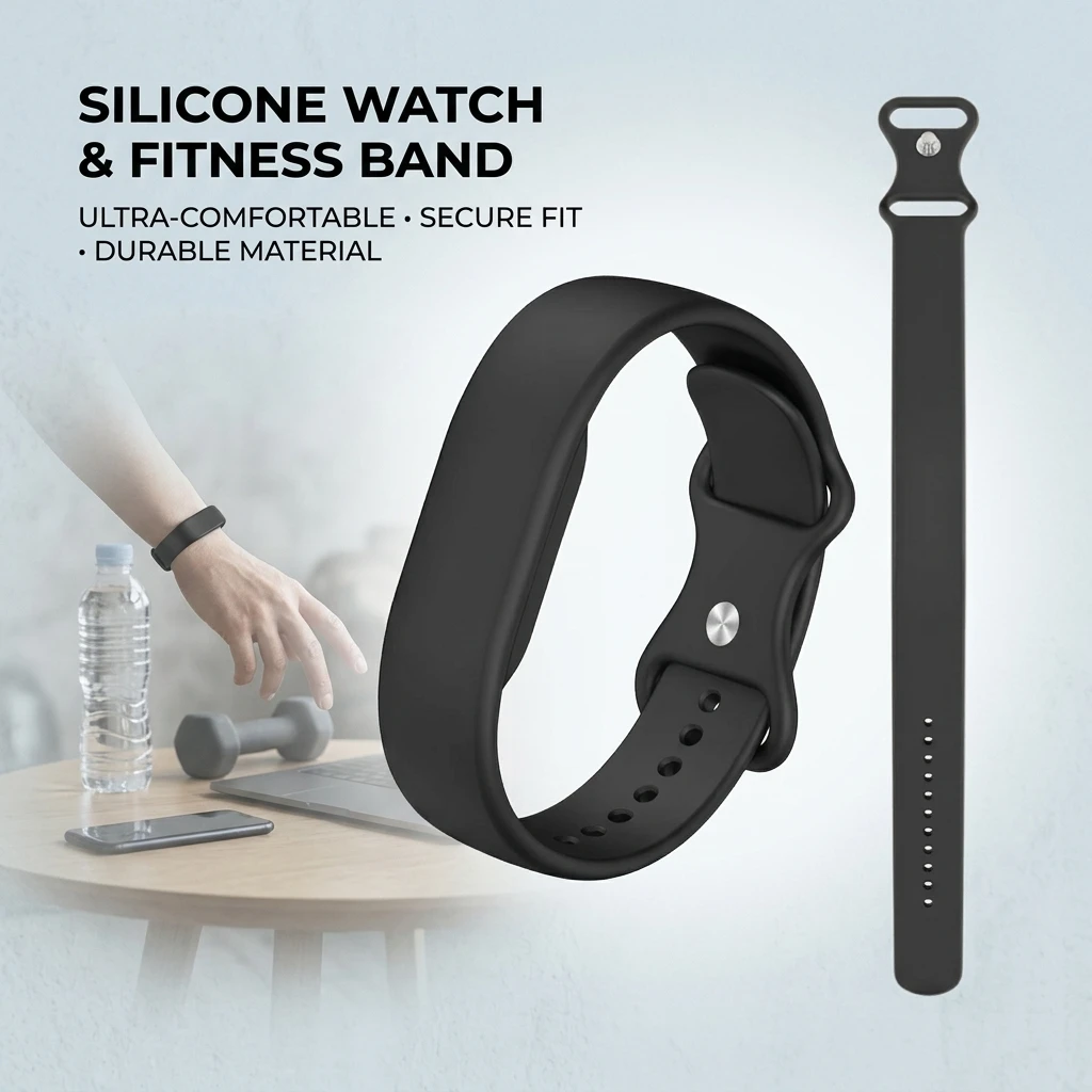 For Google Fitbit Air Silicone Strap with Eight Character Buckle Plain Silicone Strap for Activity Tracker Watch Bands