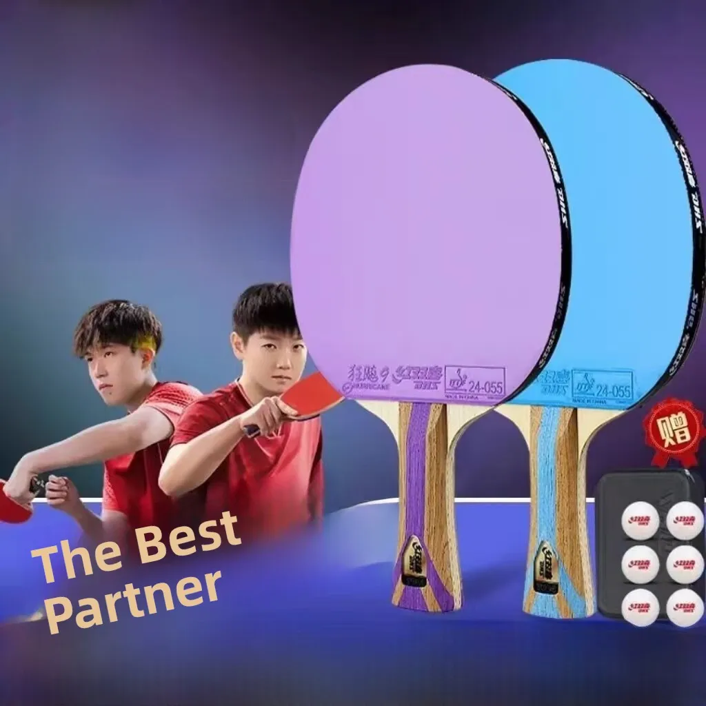 professional-red-double-happiness-table-tennis-racket-seven-star-horizontal-straight-bat-nine-star-super-speed-3