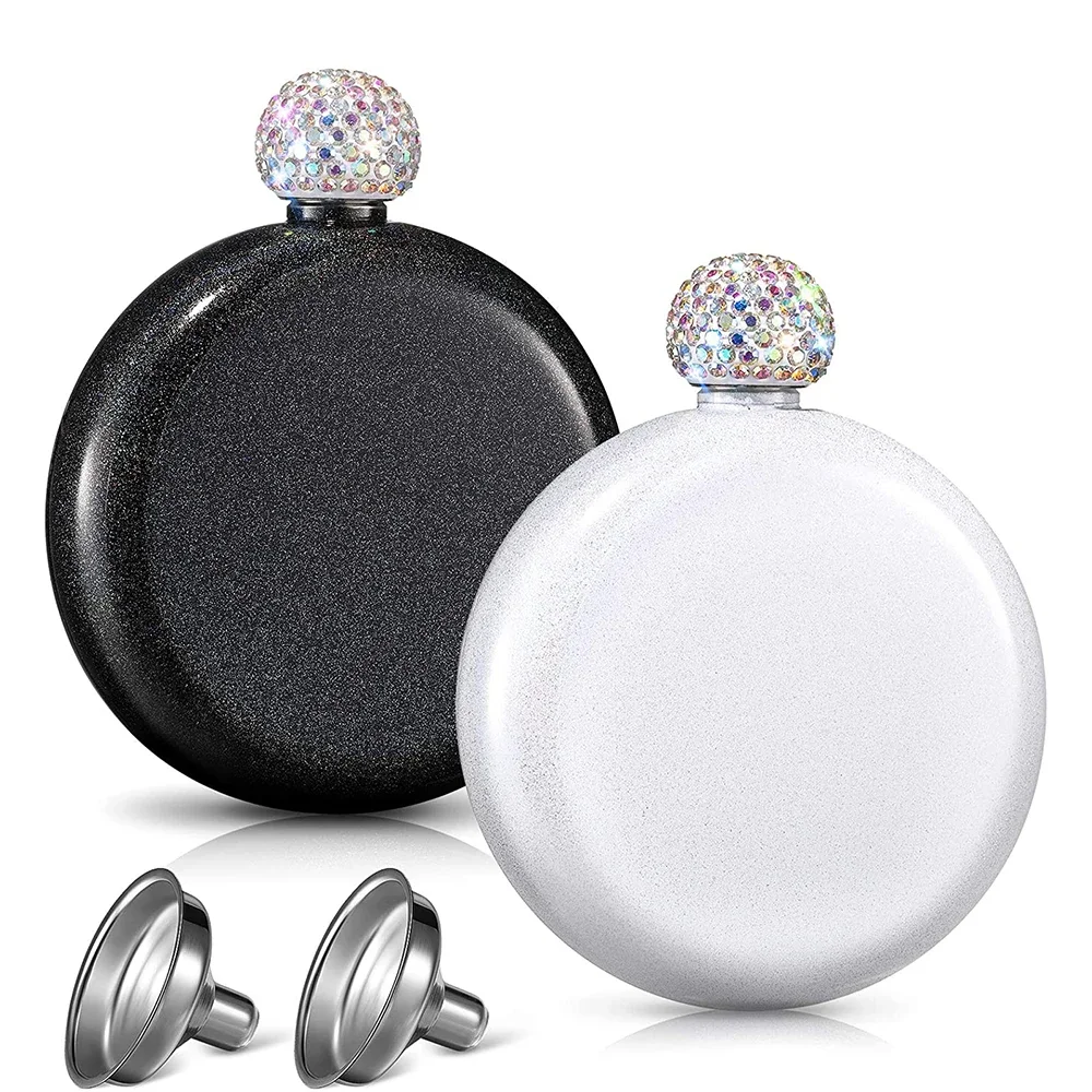 

LMETJMA Chic 5 OZ Liquor Flasks for Women Stainless Steel Hip Flask with Rhinestone Portable Wine Alcohol Flask KC0466 Flasks
