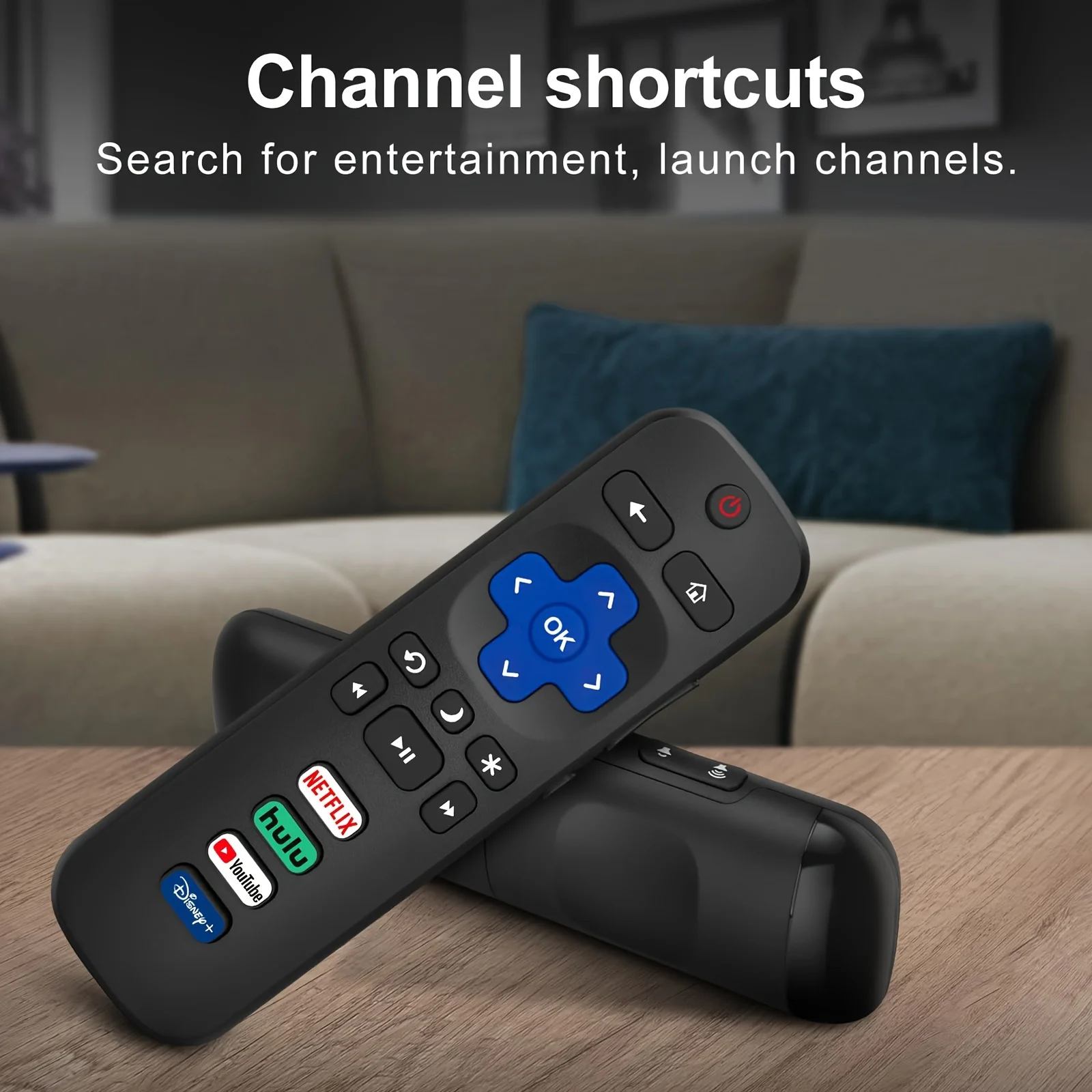 2 remote controls compatible with TCL Roku/Hisense Roku/Onn Roku/Philips Roku smart TV (not applicable to RokuStick and box)