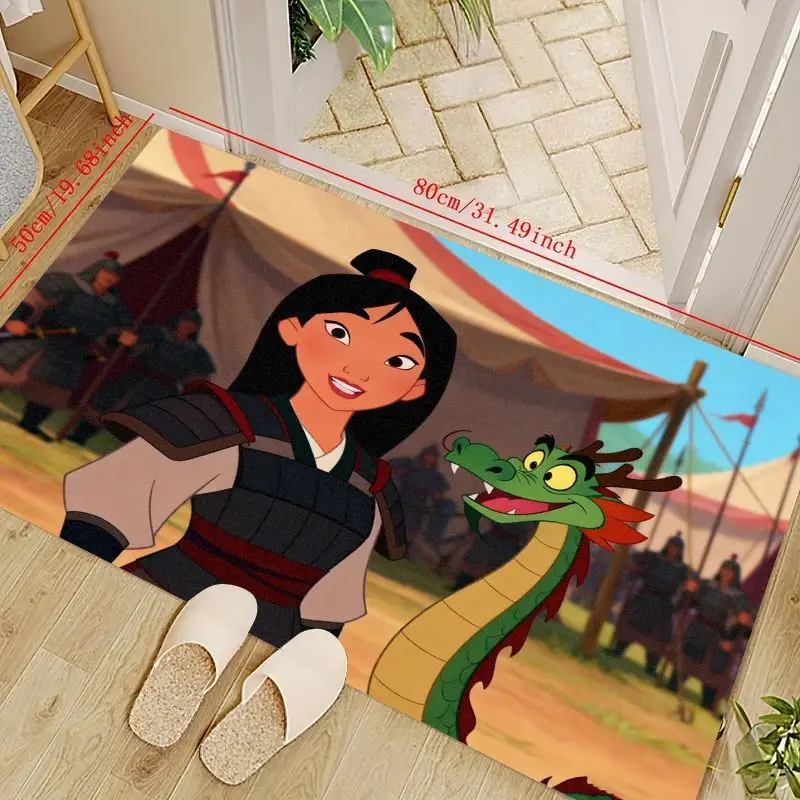 

1 шт., коврик Disney Mulan Warrior Princess & Mushu Dragon, аниме, персонаж мультфильма, нескользящий, мягкий, впитывающий, моющийся, вход, мы