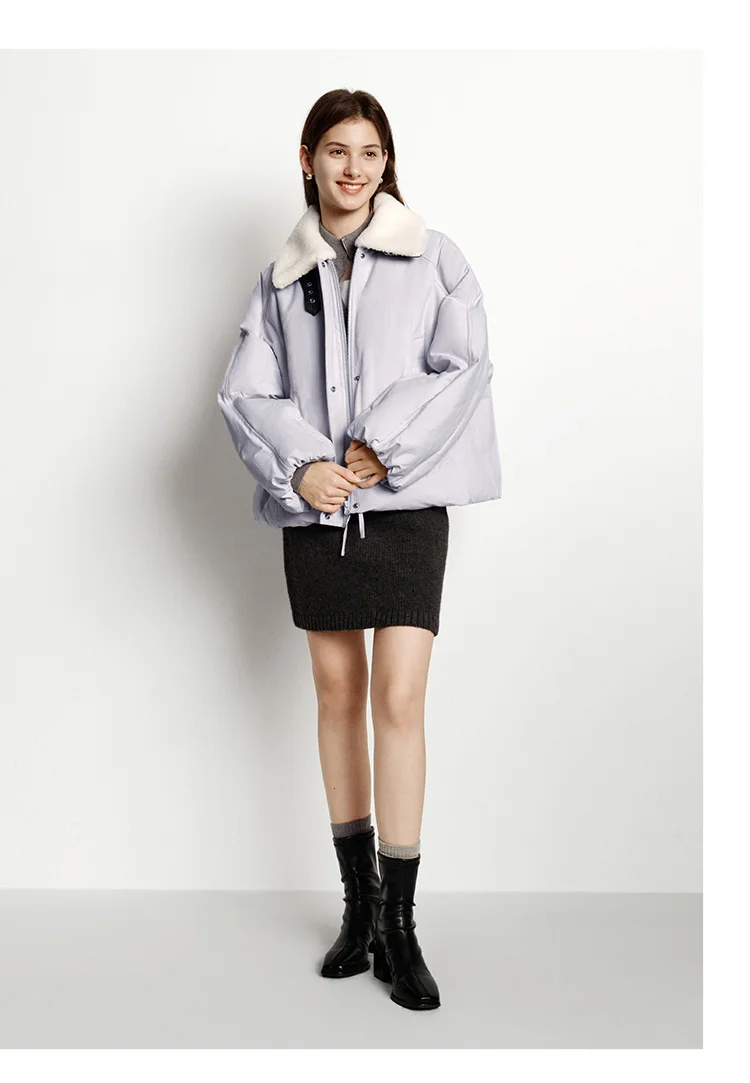 Semir Down Jacket Women Raglan Sleeve Removable Fur Collar 2026 New Winter Oversize Bud-Style Retro Outerwear Women's Clothing