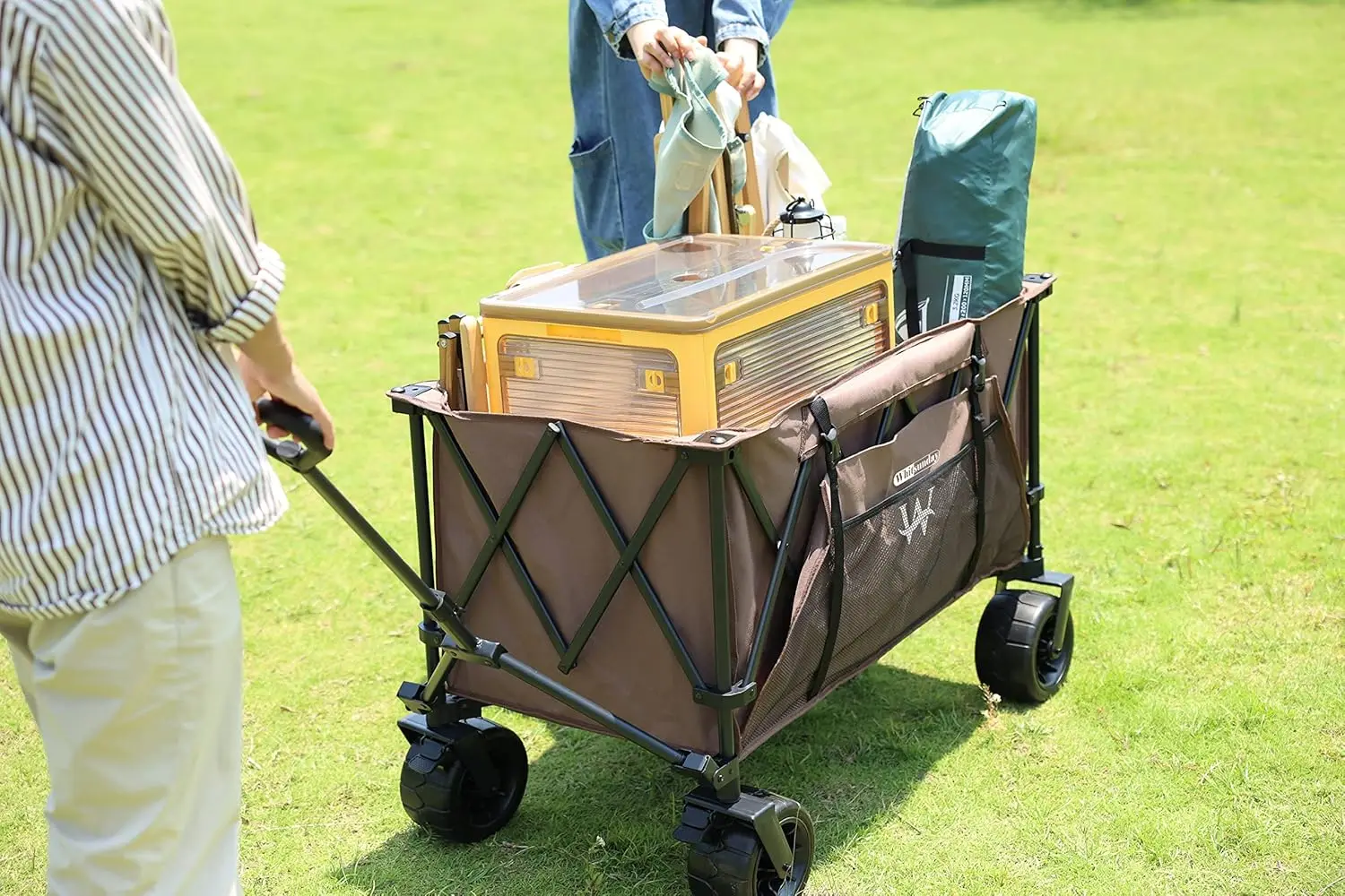 Heavy Duty Collapsible Wagon Cart, 380lb Load-Bearing Utility Wagon Cart with Big All Terrain Wheels, Folding Outdoor Wagon