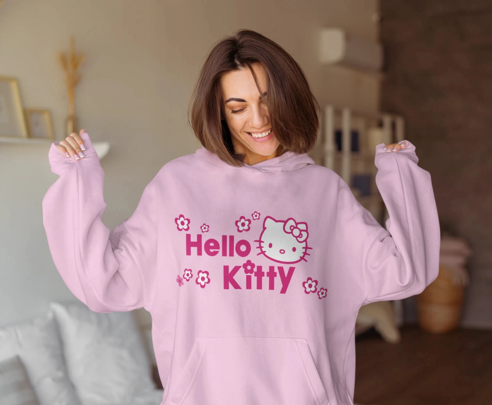 مرحبا كيتي اليابان Katze Miau لطيف القط ميلودي الحيوي دامن هوديي للجنسين عالية الجودة الشارع الشهير سانريو القمم هوديي y2k الملابس