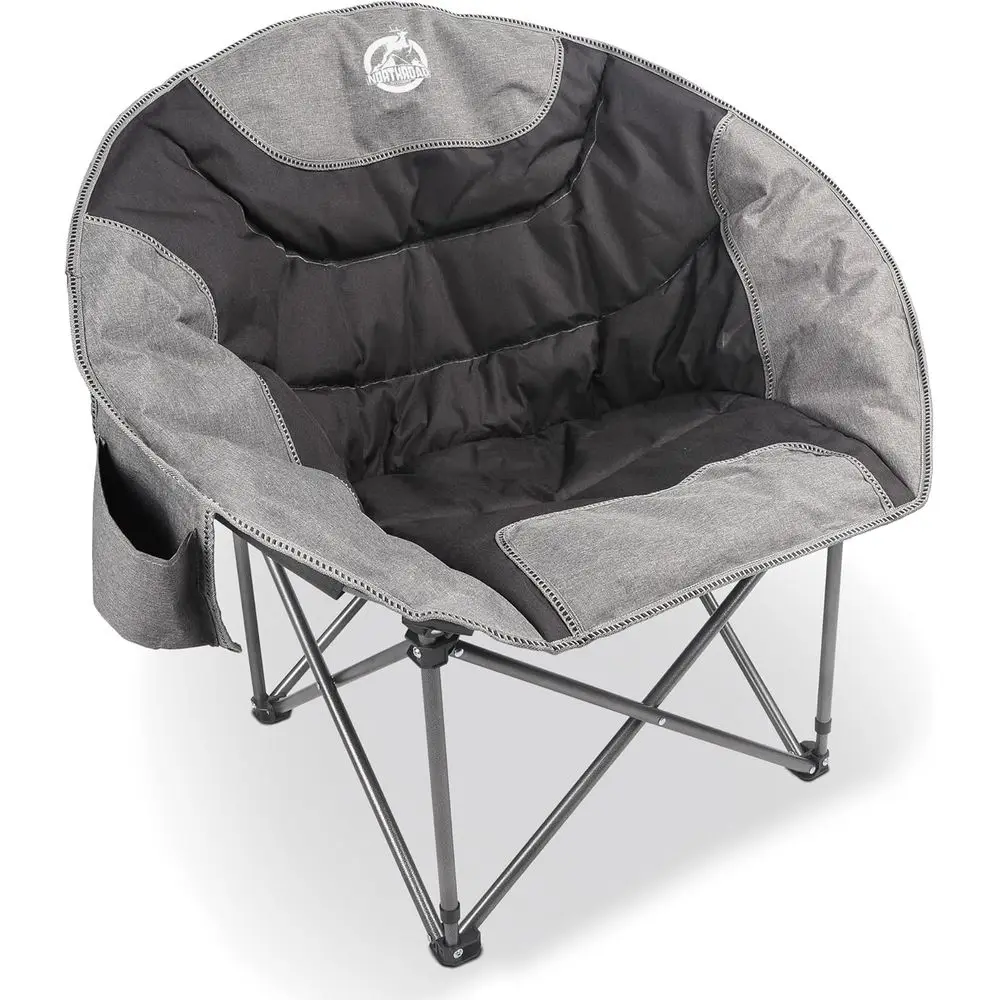 

Compact Outdoor Moon Chair with Cup Holder, Supports 300 lbs, Ideal for Beach, Hiking, Picnic, and Lawn Activities, Black