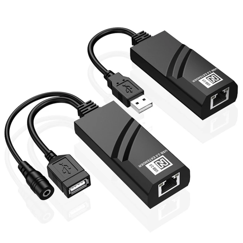 

USB 2.0 Extender Over Cat5 Cat5E Cat6 Ethernet Cable Transfer Up to 100M RJ45 Receiver with DC5V/2A Power Adaptor Plug and Play