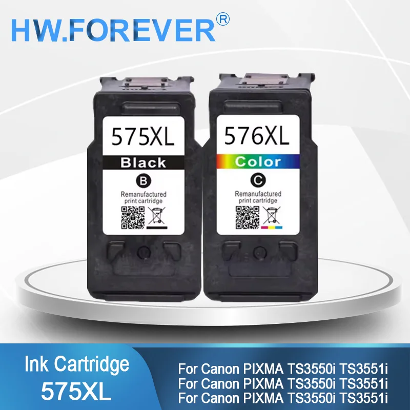 

575XL 576XL PG575 CL576 PG-575 CL-576 Compatible Ink Cartridge For Canon Pixma TS3550i TS3551i TR4750i TR4751i Printer Inks