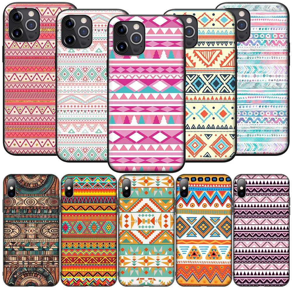 H-14 Aztec Tribal Tribe Colorful Flower Case for Huawei Nova 5T 4E 3i 3 2 2i Y6 Y6P Y7 Y9 Honor 20 20s 9X 7C