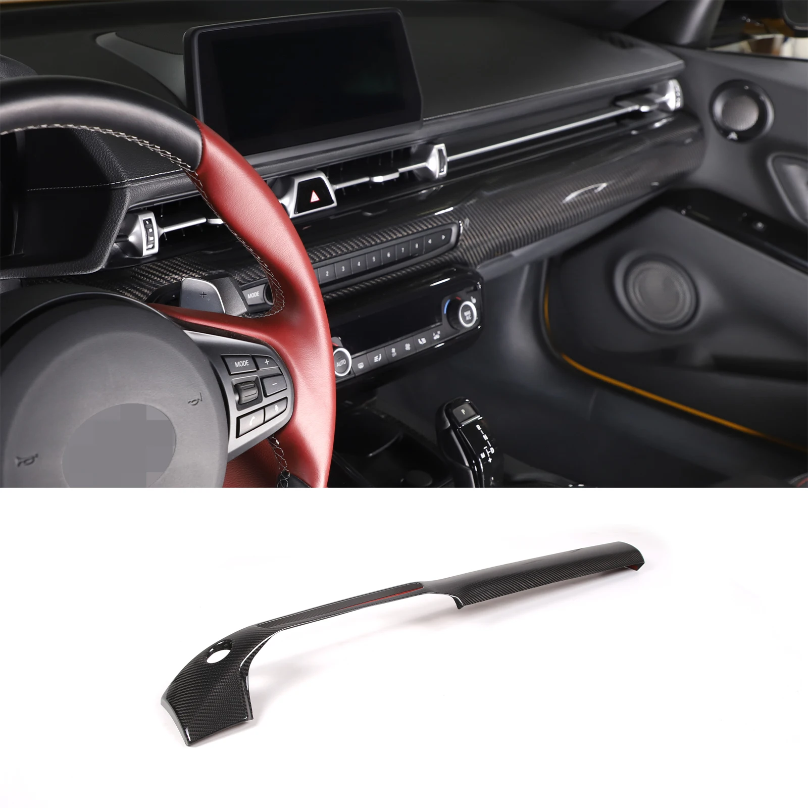 Real Carbon Fiber Car Central Console Panel Trim Cover For Toyota GR Supra A90 MK5 2019-2022 Auto Accessories