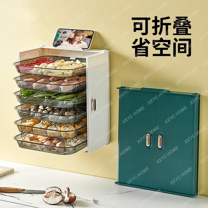 Kitchen, plate rack, multi-layer foldable preparation plate, storage rack superimposed multi-functional side dishes