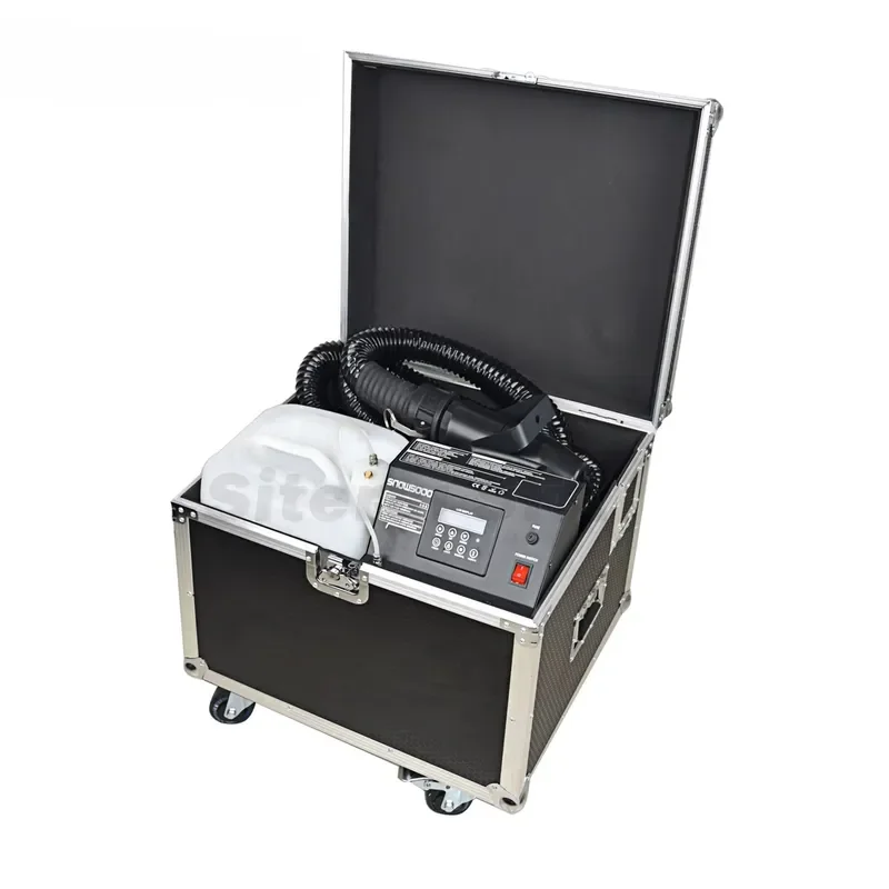 SFX 1800W Mute Artificial Snow Maker Machine with Remote Control 10m Hose & Flight Case for Christmas Party Events