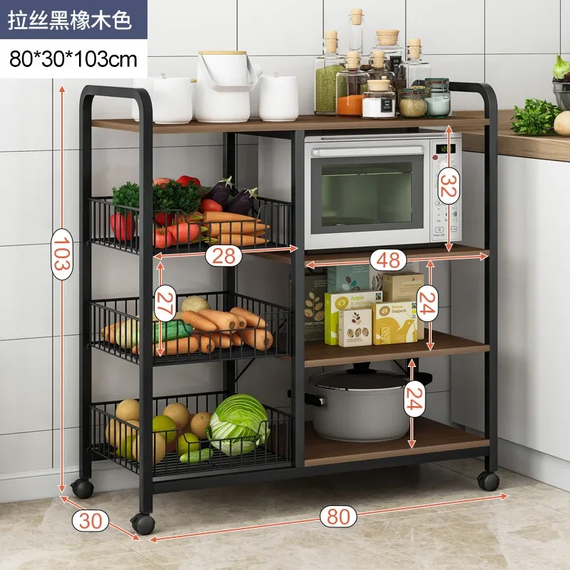 

-2025 Stainless Steel Shelves Multi Functional Floor-standing Microwave Cookware Kitchen Storage Rack Microwave Oven Stand