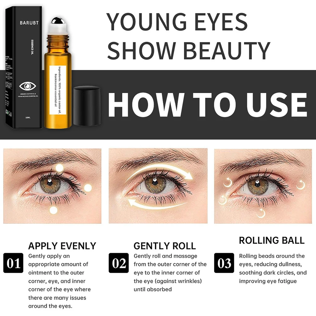 Essência de olho roll-on de 10ml, marca própria, hidrata firmeza, diminui linhas finas, olheiras, logotipo personalizado, maquiagem em massa, sem crueldade