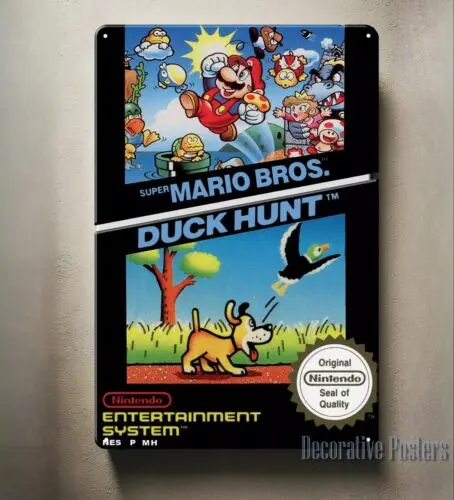 Super Bros Duck Hunt Metal Poster - Retro Video Game Tin Sign Size 20*30cm