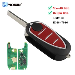 YIQIXIN 433Mhz Remote Car Key For Alfa Romeo Mito GTA 2008-2015 Giulietta 2010-2016 key Delphi Marelli ID46 PCF7946 Chip No Logo