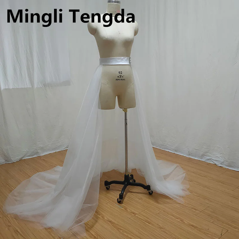 Mingli Tengda-falda de tul desmontable de 4 capas, enagua de cola de novia, tutú de boda, botones de cintura, accesorios de crinolina