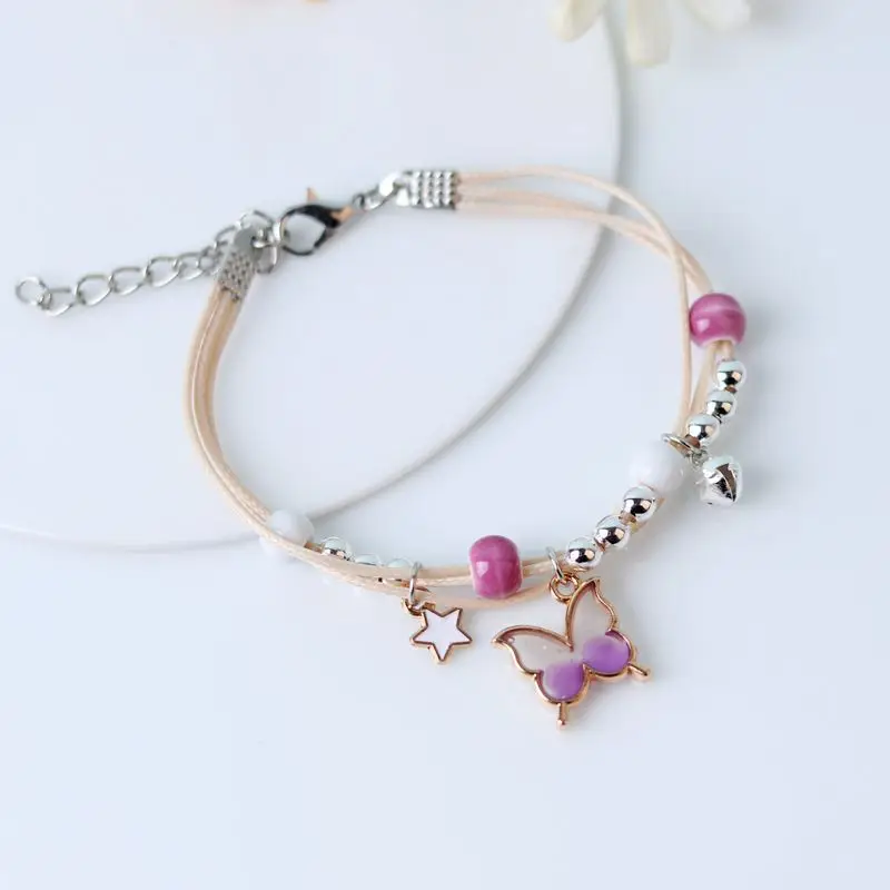 Fashion Handmade Adjustable Butterfly Pendant Bracelet for Women Boho Woven Rope Beaded Bracelet Summer Friendship Jewelry Gifts