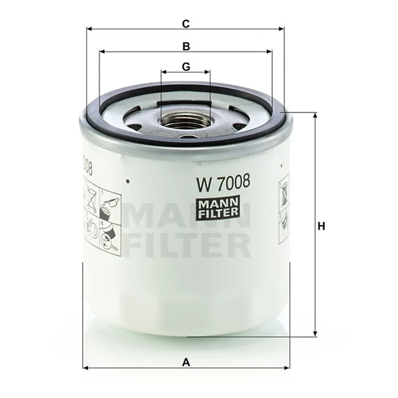 MANNFILTER-Filtre à huile pour Volvo, compatible avec Volvo C30, S40, V60, FORD Fi.C., Focus, ESCORT, Ecosport, Mondeo 30731879, G2MJ6731BA, EM5G6714AA, W7008