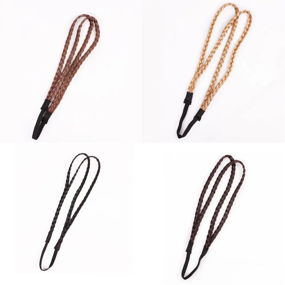 إكسسوارات شعر الأميرة البوب 4 ألوان أغطية الرأس طوق الرأس شعر مستعار عقال مضفر رباط شعر مستعار اصطناعي مزدوج المضفر