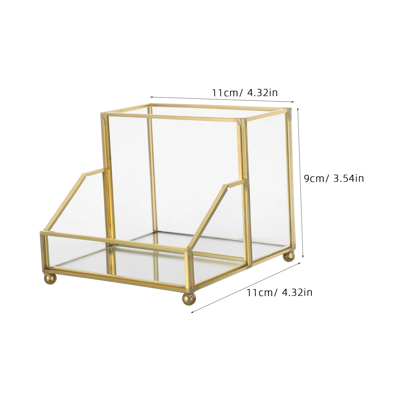名刺ボックスオーガナイザー垂直デスクトップスタンドエレガントなゴールドエッジ名刺ホルダーオフィスストレージディスプレイボックス
