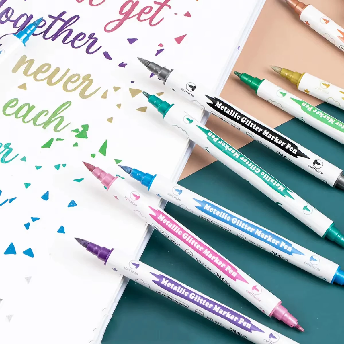 

10pcs Metallic Nail Art Pen Dual Tip Marker Pens with Brush and Fine Nibs for Album DIY Black Cards Scrapbooking Craft Supplies