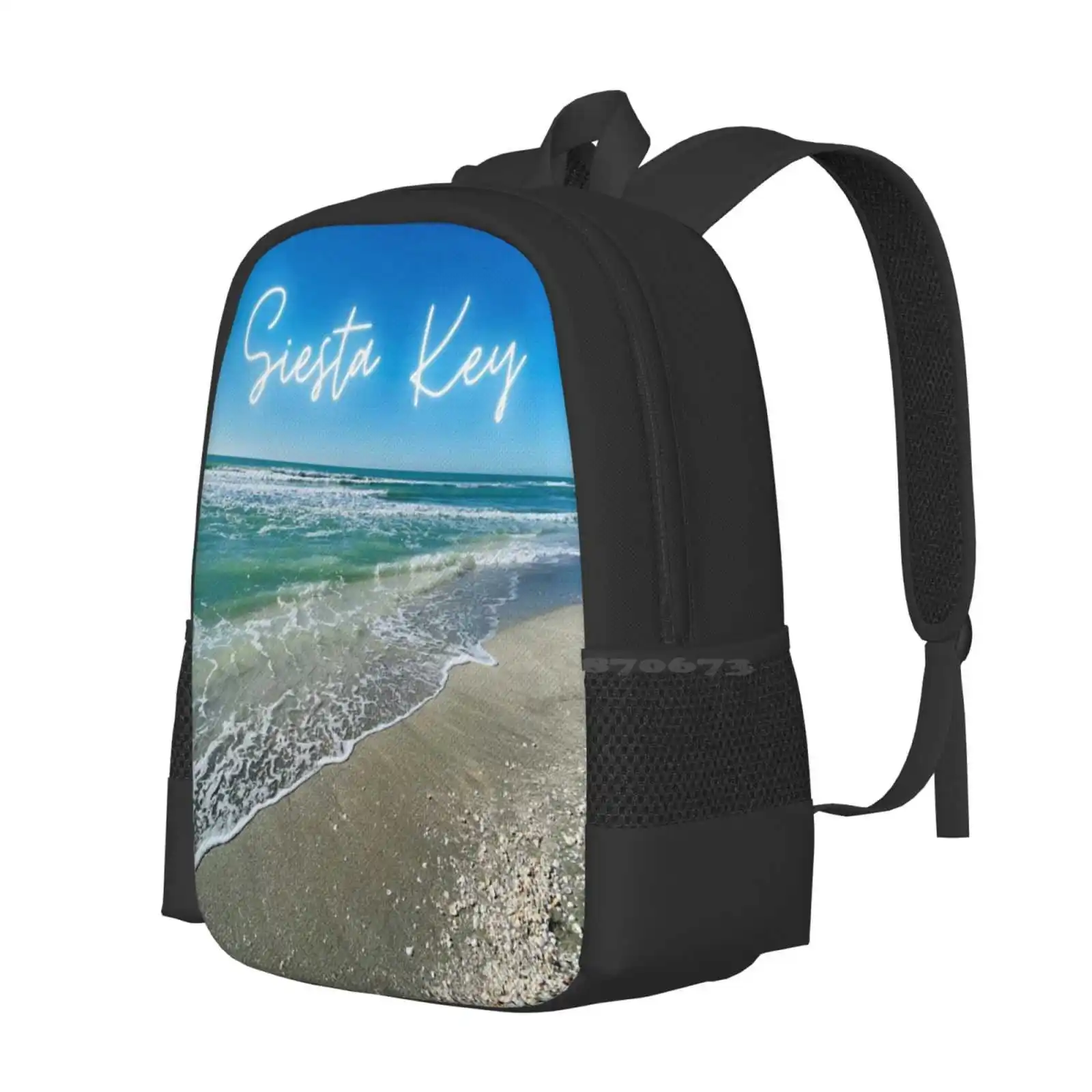 Siesta Key Beach New Arrivals Unisex Bags Student Bag Backpack Siesta Key Ocean Waves Teal Sarasota Florida Florida Beaches Sea