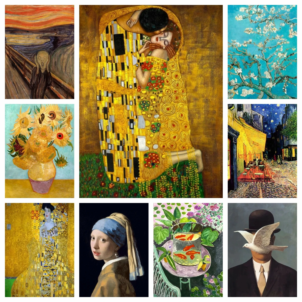 Pintura de Diamantes 5D DIY, Artistas Famosos como Salvador Dalí, Van Gogh, Gustav Klimt, Mosaico Completo, Bordado de Punto de Cruz, Decoración para el Hogar